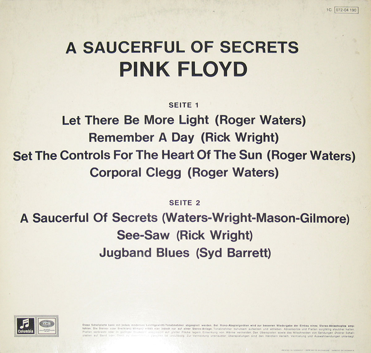 High Resolution Photo #2 PINK FLOYD Saucerful Secrets Germany 